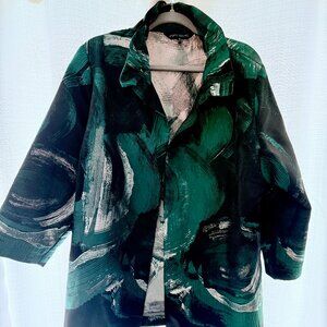 Ming Wang Heritage Brushstroke Woven Jacquard Jacket - Green